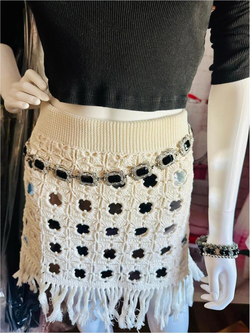 Le Superbe Gypset Crochet Mirrored Mini Skirt - Picture 6 of 9